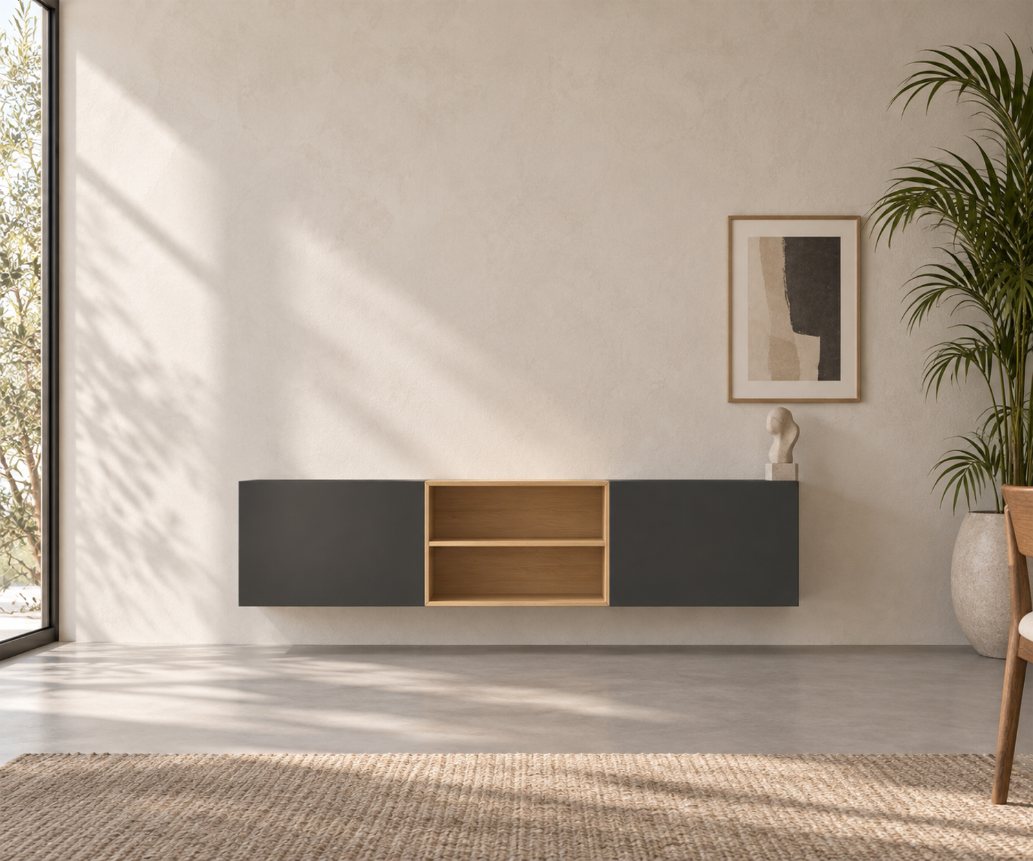 Livitalia Box 18 Buffet suspendu 180 cm – Gris foncé mat + Chêne clair Livitalia Box 18 Buffet suspendu 180 cm – Gris foncé mat + Chêne clair