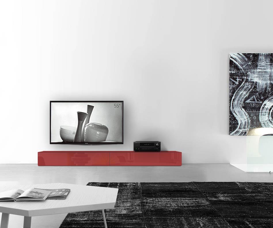 /Design Lowboard sol B240 H27 rouge brillant /Design Lowboard sol B240 H27 rouge brillant