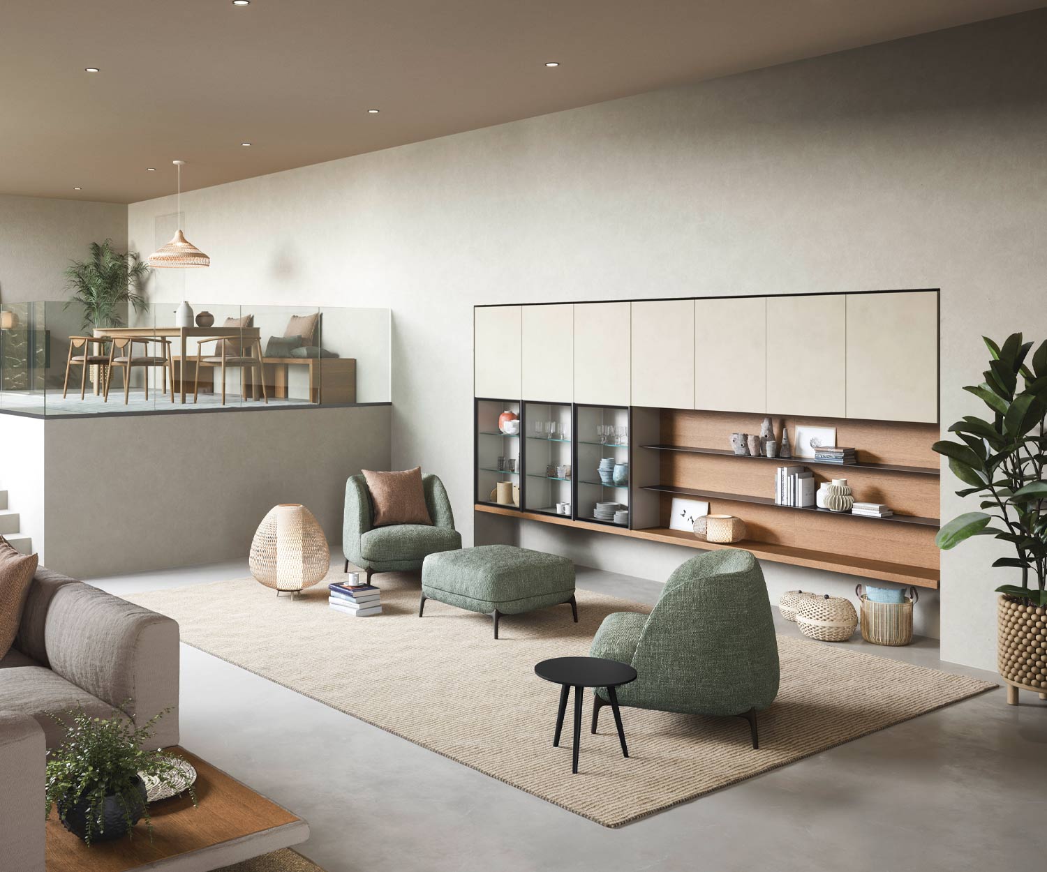 Table basse design noire Trio de Novamobili à côté du canapé Table basse design noire Trio de Novamobili à côté du canapé