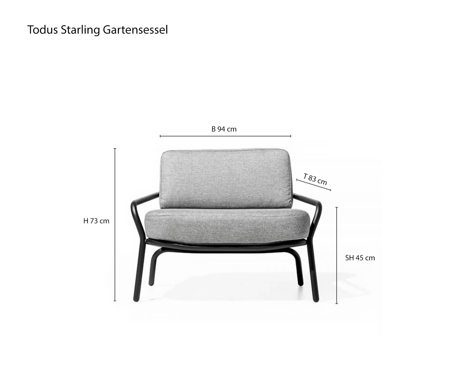 Starling Fauteuil de jardin design Esquisse Dimensions Starling Fauteuil de jardin design Esquisse Dimensions