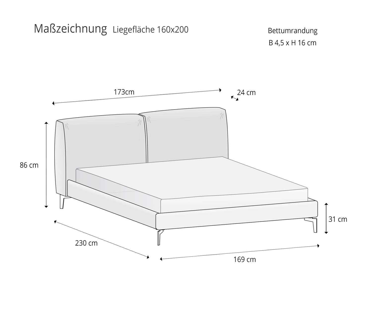 Margot Design Lit de Novamobili Esquisse Dimensions Tailles Surface de couchage 160x200 Surface de couchage Margot Design Lit de Novamobili Esquisse Dimensions Tailles Surface de couchage 160x200 Surface de couchage