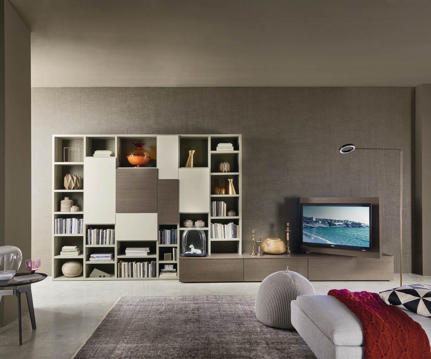 Exclusif Livitalia Meuble-paroi design C45 avec bibliothèque Exclusif Livitalia Meuble-paroi design C45 avec bibliothèque