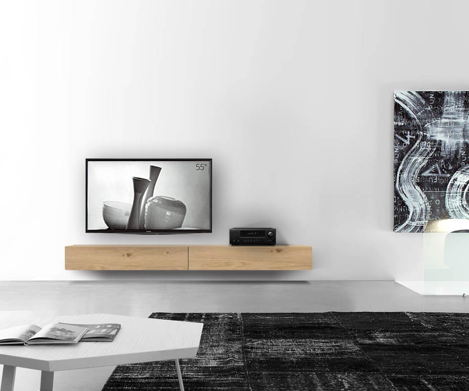 Livitalia Bois Design Lowboard Configurateur mural 240 cm 24 cm 56 cm Chêne clair Livitalia Bois Design Lowboard Configurateur mural 240 cm 24 cm 56 cm Chêne clair