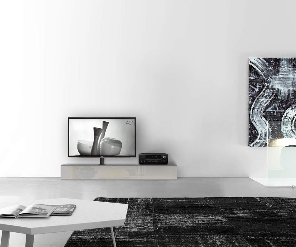 Table basse design Configurateur avec support TV au sol Largeur 180 25,5 54,6 gauche gris clair brillant Table basse design Configurateur avec support TV au sol Largeur 180 25,5 54,6 gauche gris clair brillant