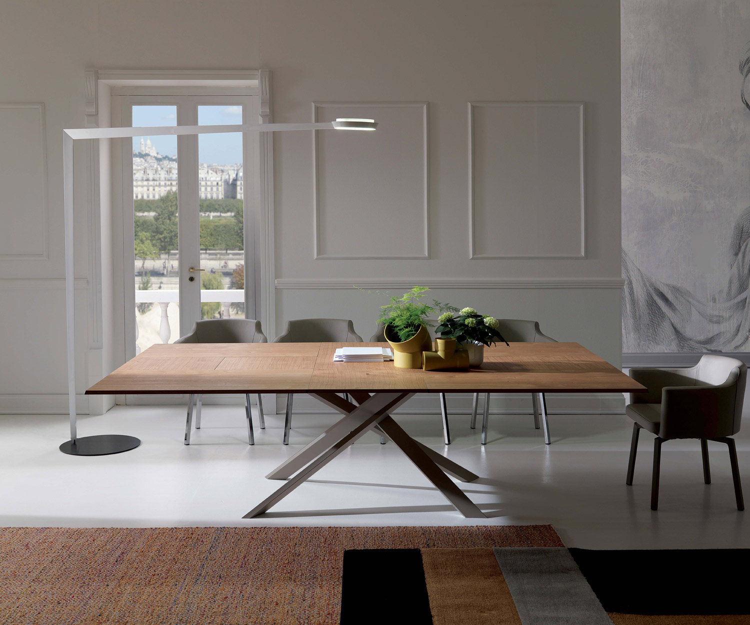 Exclusif Ozzio Table de salle à manger extensible 4x4 PZ91 Exclusif Ozzio Table de salle à manger extensible 4x4 PZ91