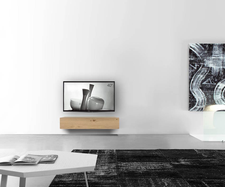 Livitalia Bois Design Lowboard Configurateur mural 120 cm 24 cm 46 cm Chêne clair Livitalia Bois Design Lowboard Configurateur mural 120 cm 24 cm 46 cm Chêne clair