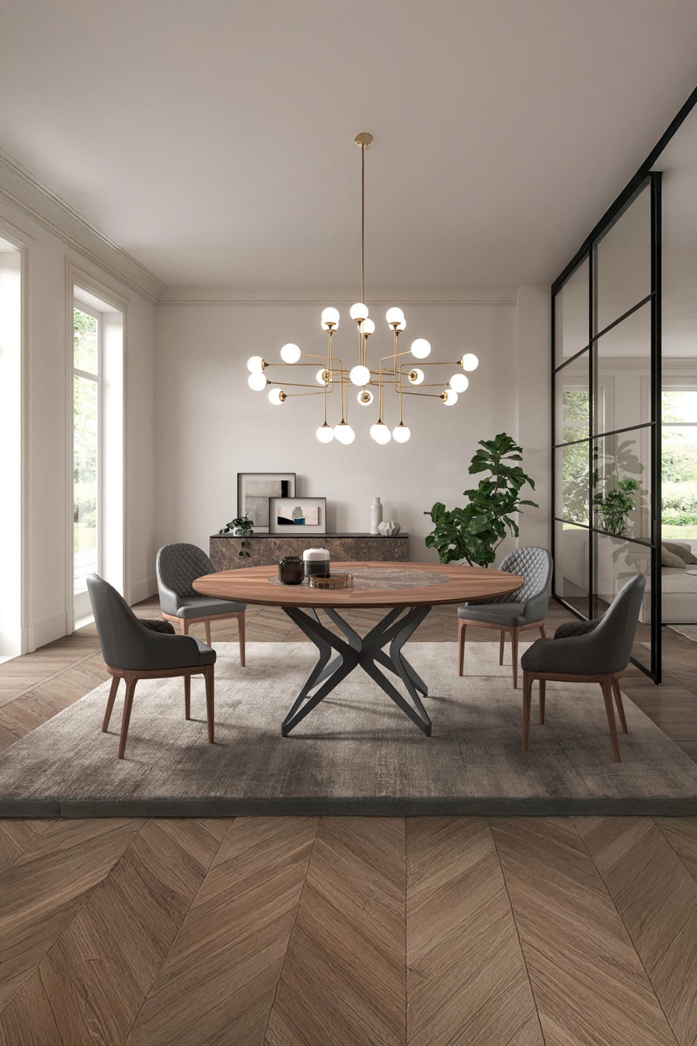 ensemble de table &agrave; manger &eacute;l&eacute;gant en couleur bois naturelle et gris &eacute;l&eacute;gant