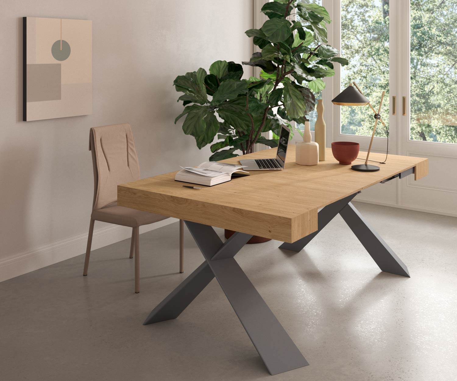 OzzioConsole T024 avec pieds en métal Chêne clair OzzioConsole T024 avec pieds en métal Chêne clair