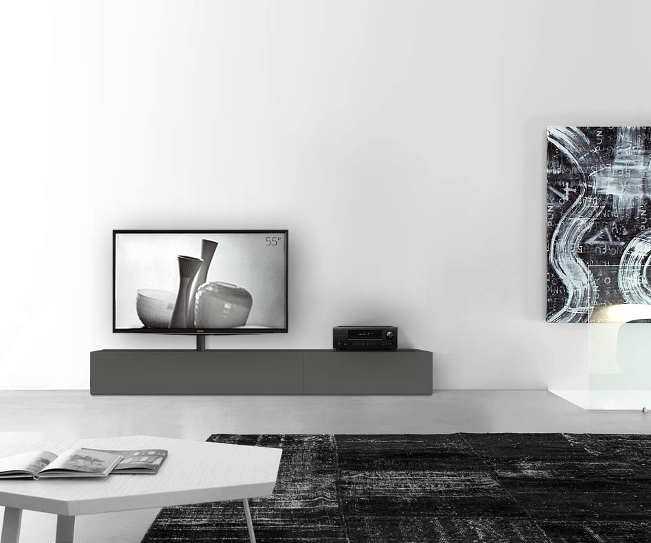 Table basse design Configurateur avec support TV au sol Largeur 240 33,5 45 gauche gris foncé mat Table basse design Configurateur avec support TV au sol Largeur 240 33,5 45 gauche gris foncé mat