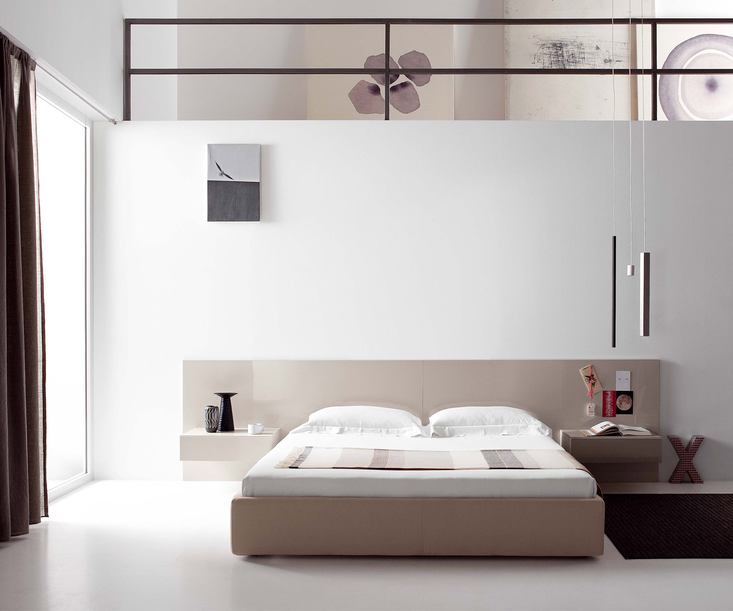 Novamobili Table de nuit Easy 1 tiroir suspendu Beige brillant Novamobili Table de nuit Easy 1 tiroir suspendu Beige brillant