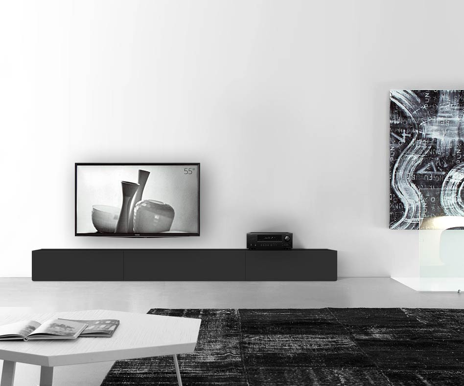 /Design Lowboard Fond L300 H35 noir mat /Design Lowboard Fond L300 H35 noir mat