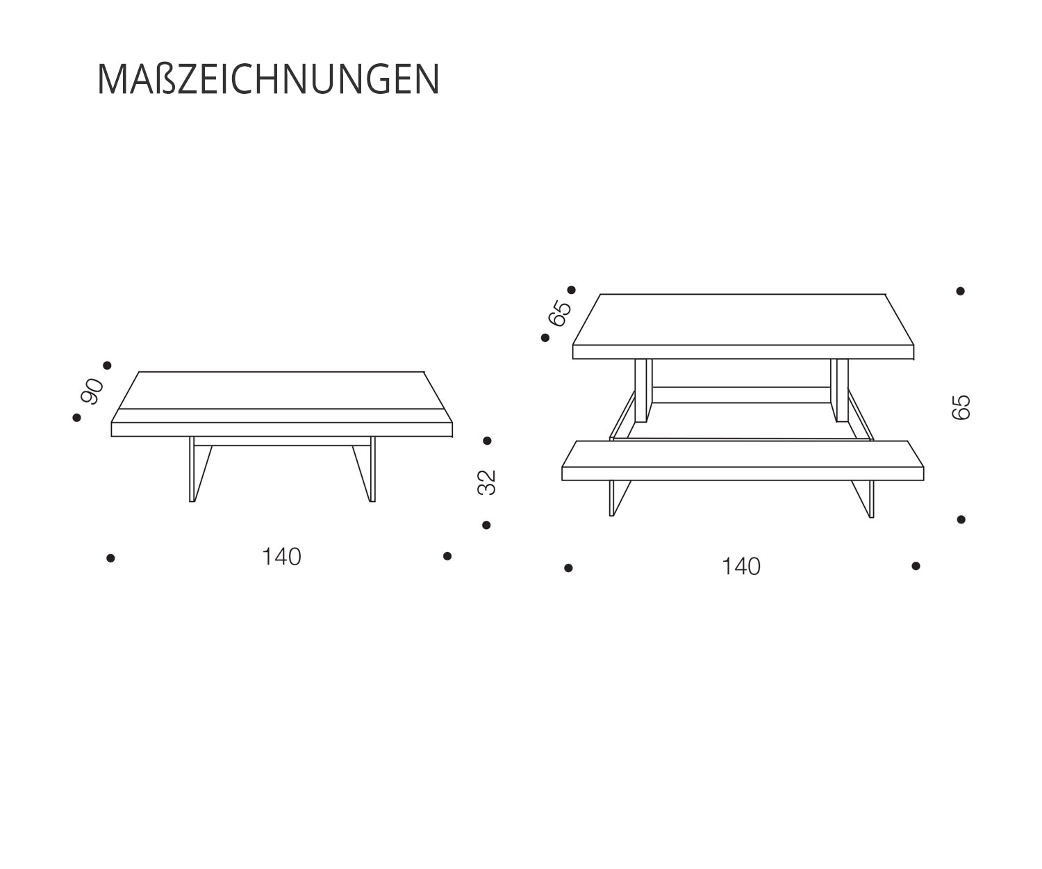 Ozzio Table basse Markus T063 Dimensions