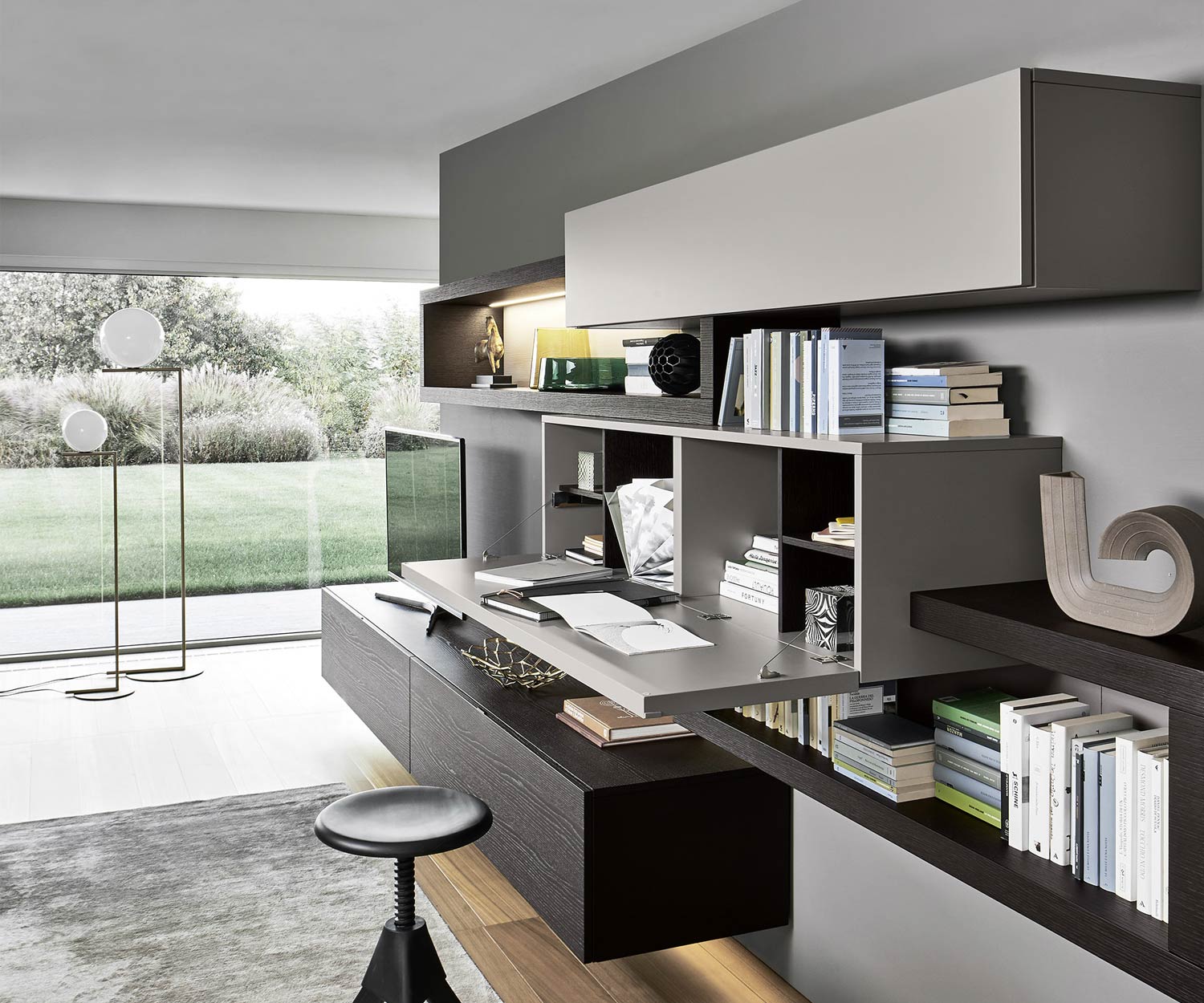 Moderne Livitalia Meuble-paroi design C27 avec éclairage m Armoire suspendue Moderne Livitalia Meuble-paroi design C27 avec éclairage m Armoire suspendue