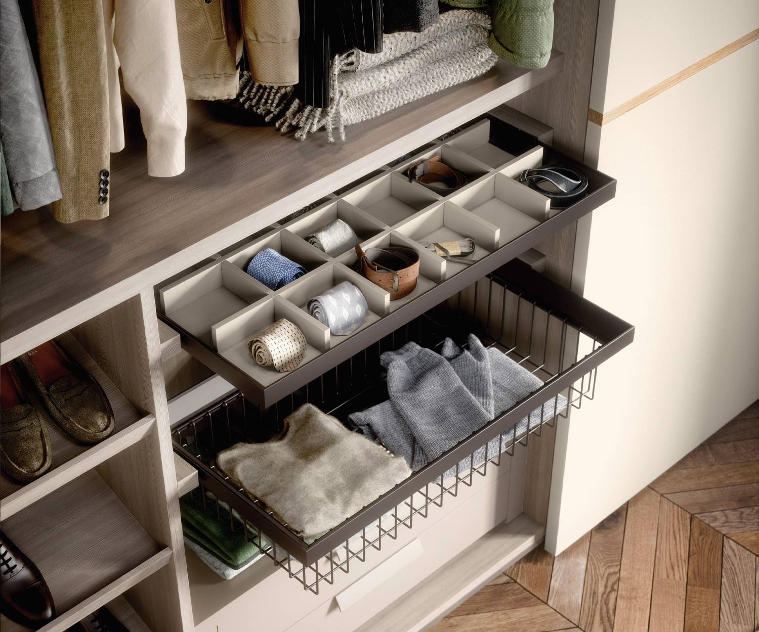 Compartiment à cravates extensible pour les penderies Armadi de Novamobili Compartiment à cravates extensible pour les penderies Armadi de Novamobili