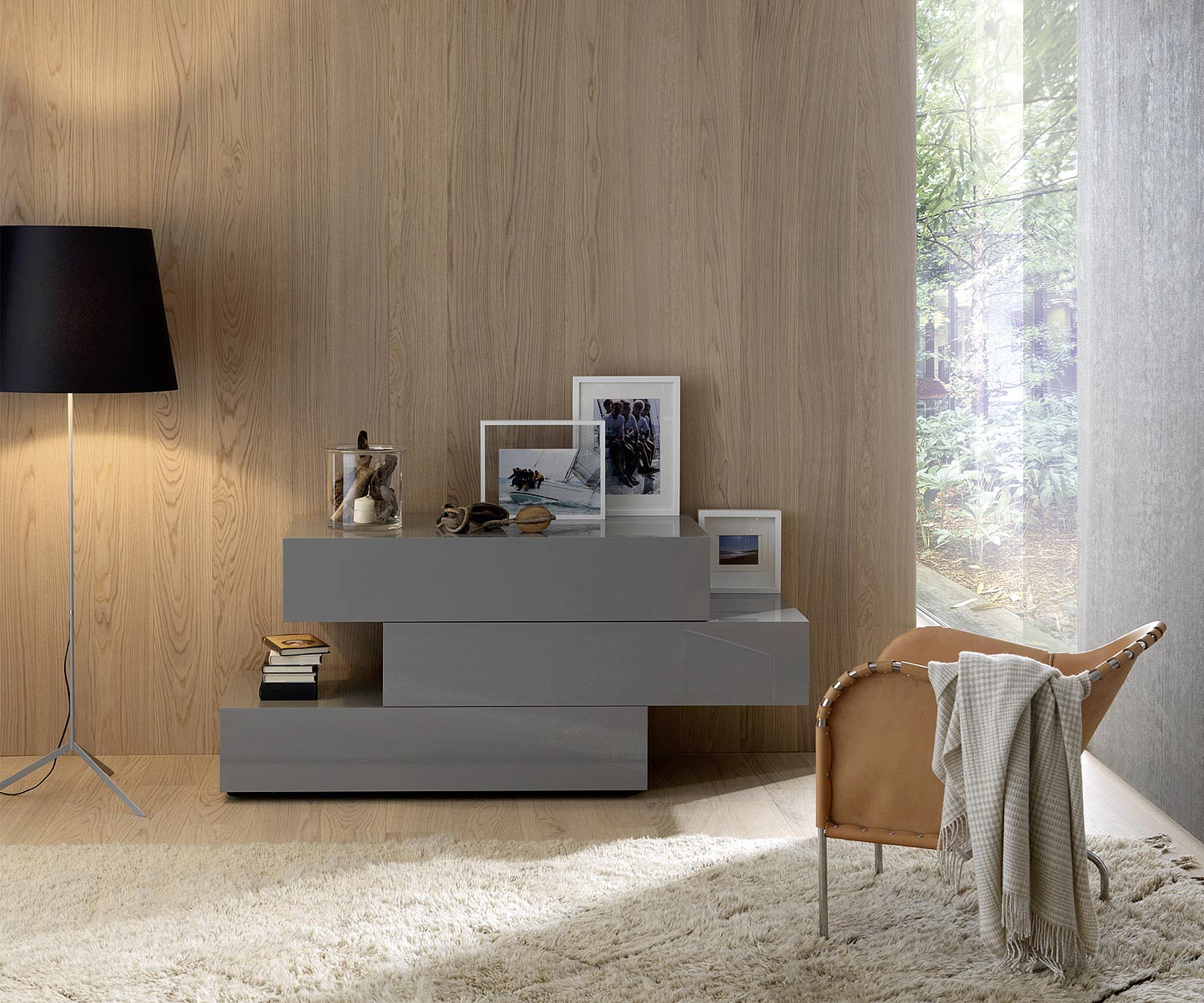 Exclusif Livitalia Commode design Valeo en gris foncé mat Exclusif Livitalia Commode design Valeo en gris foncé mat