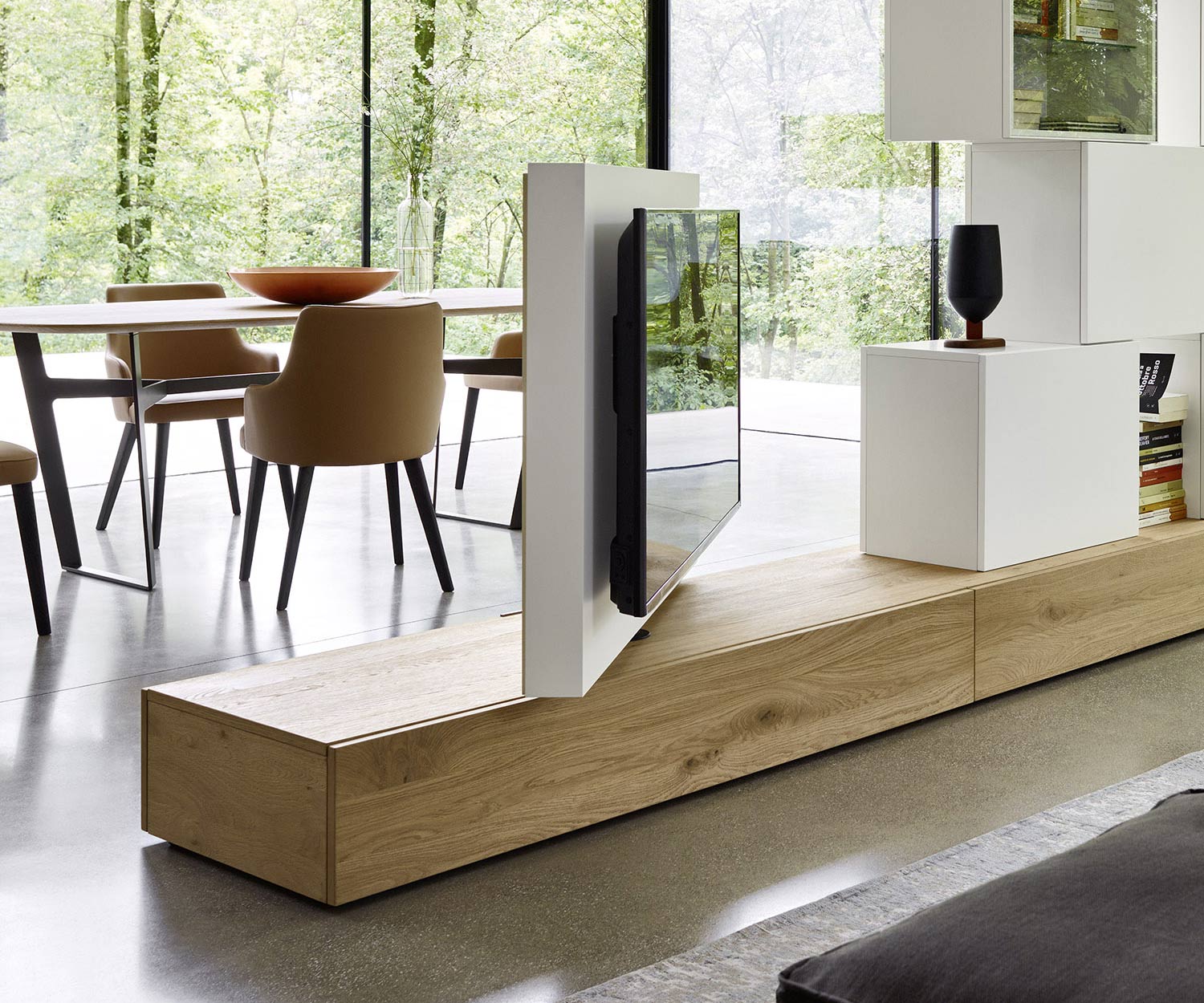 Panneau TV moderne pivotant Design Salon Cuisine Séparation de pièce Panneau TV moderne pivotant Design Salon Cuisine Séparation de pièce