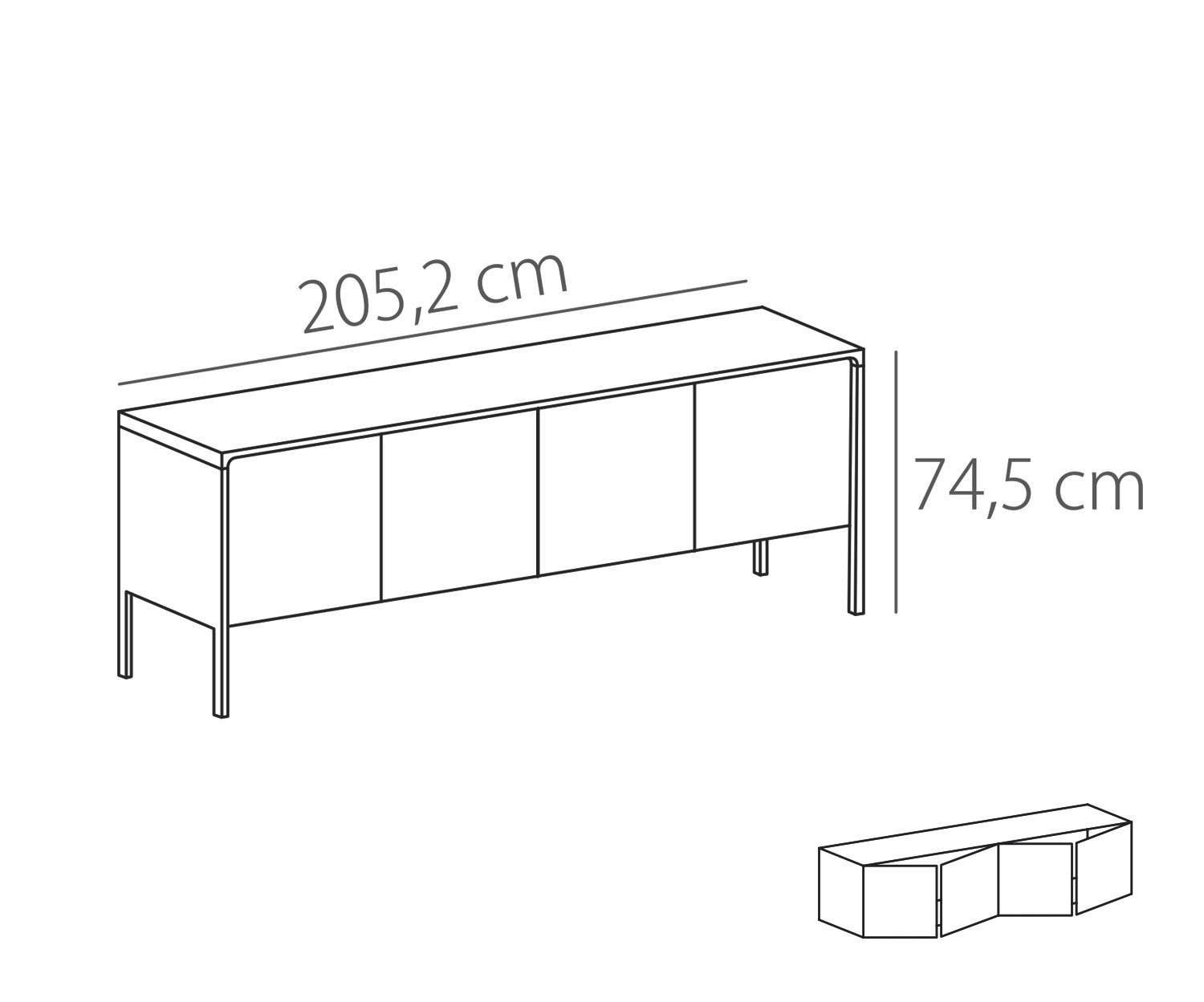 Punt Buffet Tactile Tactile Noyer Blanc Tactile L 205 4 portes Esquisse Punt Buffet Tactile Tactile Noyer Blanc Tactile L 205 4 portes Esquisse