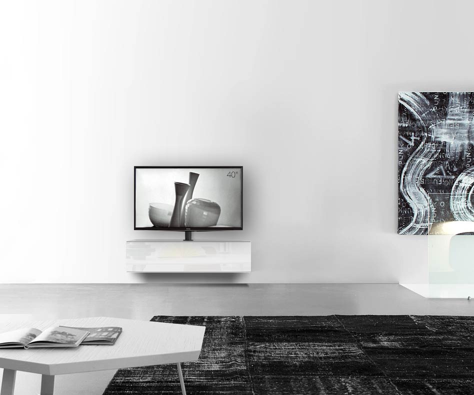 Table basse design Configurateur avec support TV mural Largeur 120 32 45 avec milieu blanc brillant Table basse design Configurateur avec support TV mural Largeur 120 32 45 avec milieu blanc brillant