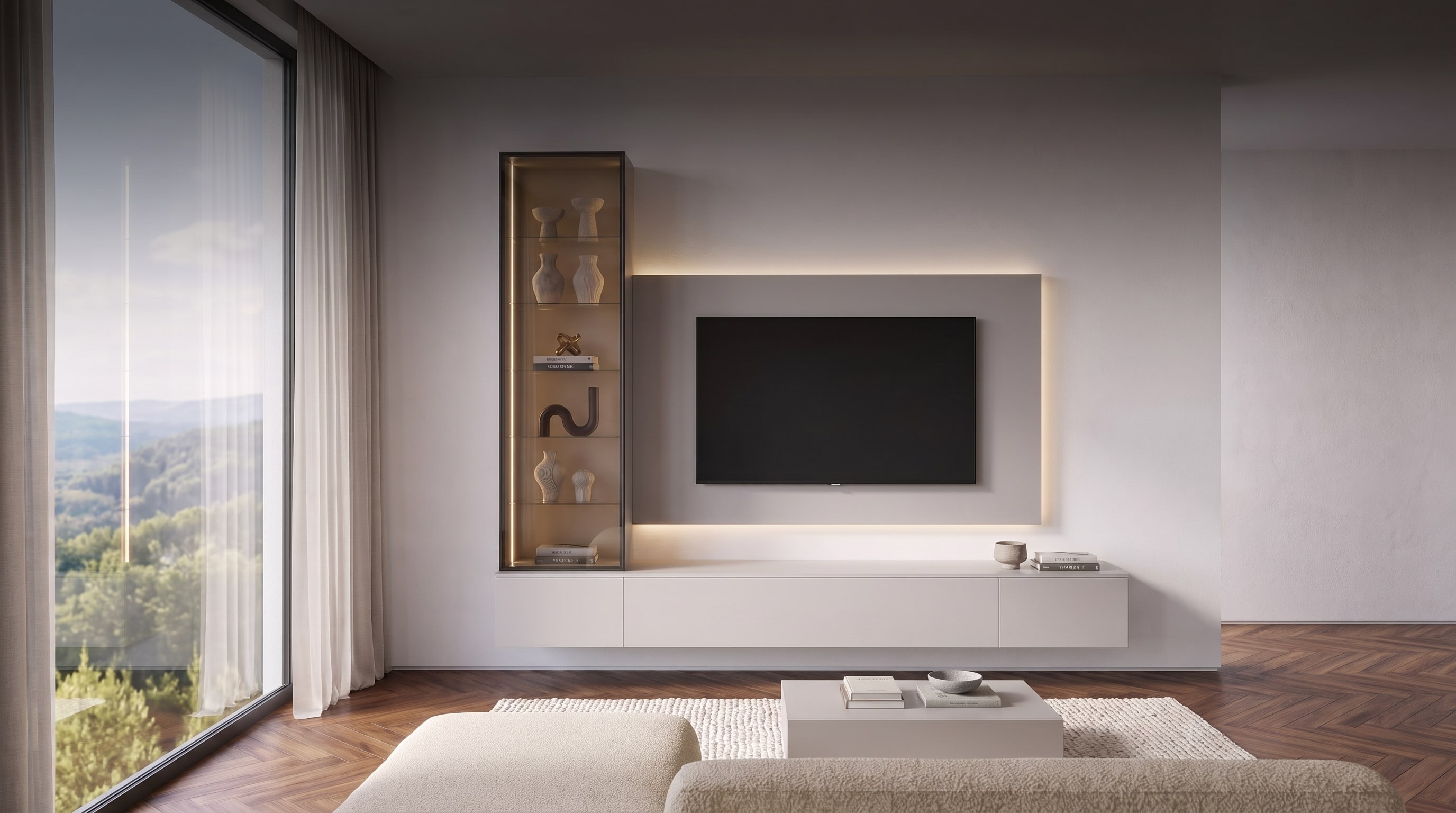 Meuble TV mural moderne LED : 3 nouveautés Livitalia pour un salon sublimé