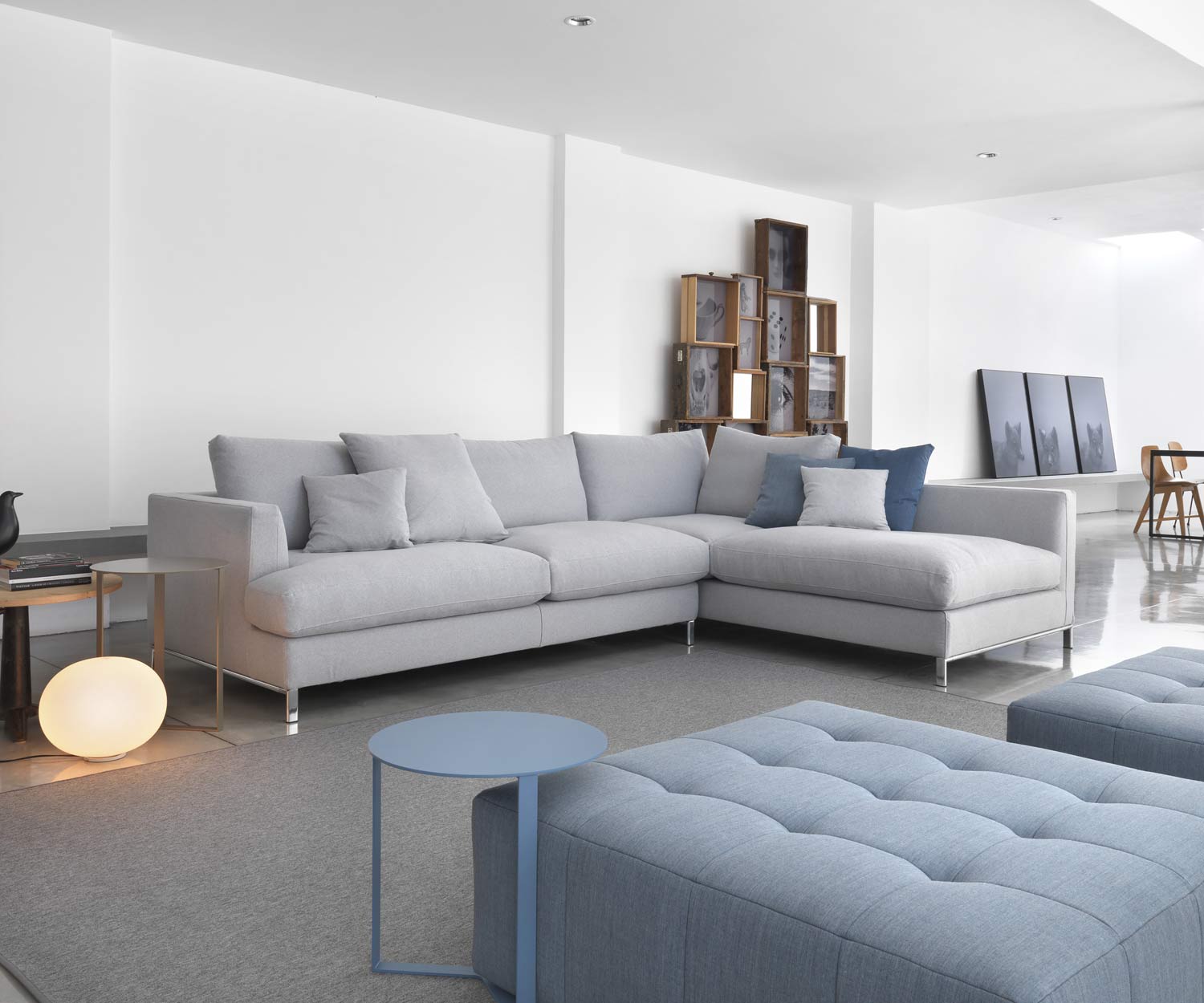 Haute qualité Marelli Canapé d'angle design Loft sur pieds chromés Haute qualité Marelli Canapé d'angle design Loft sur pieds chromés