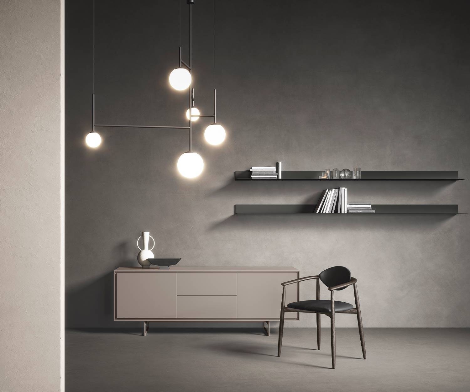 Armoire design de salon en beige mat de Novamobili Armoire design de salon en beige mat de Novamobili