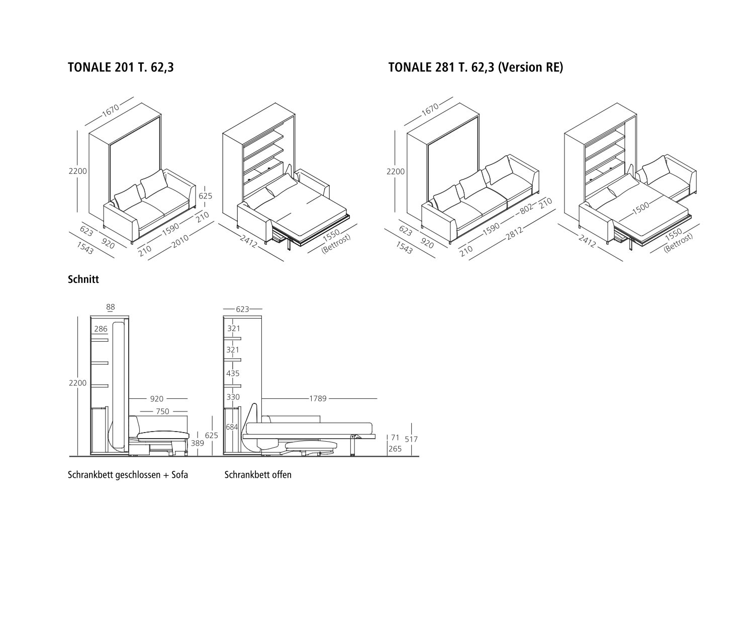 Clei Tonale lit-armoire se déplie facilement Clei Tonale lit-armoire se déplie facilement