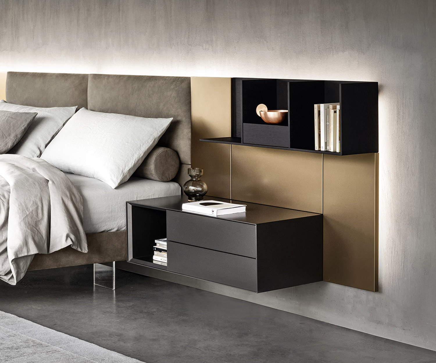 Table de nuit design exclusive LIvitalia Ecletto Open noir mat laqué Table de nuit design exclusive LIvitalia Ecletto Open noir mat laqué