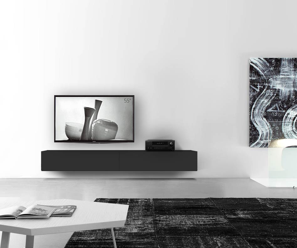 /Design Lowboard mur B240 H33 5 noir mat /Design Lowboard mur B240 H33 5 noir mat