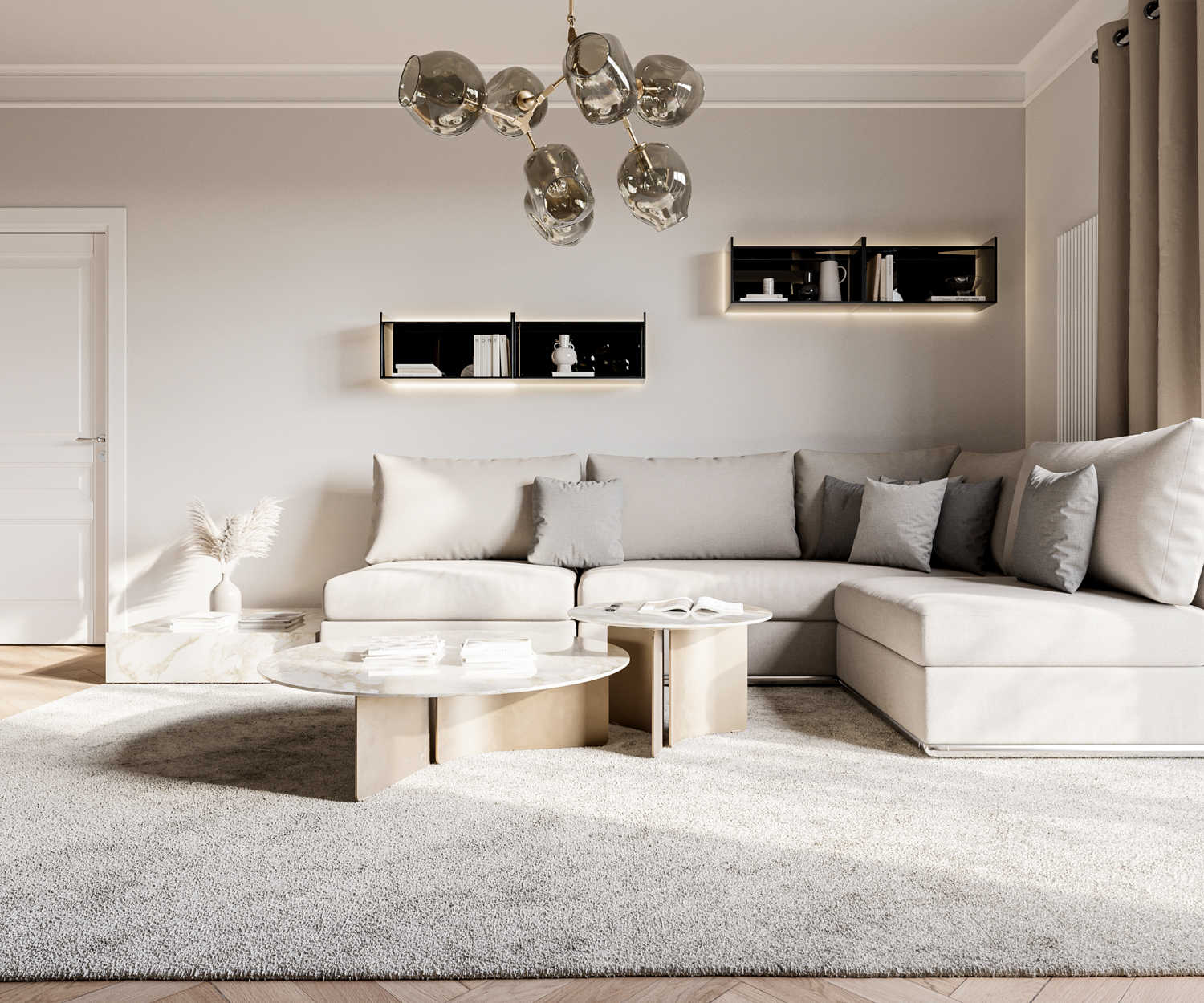 Étagère murale design en verre de haute qualité de Livitalia avec éclairage LED de fond Étagère murale design en verre de haute qualité de Livitalia avec éclairage LED de fond