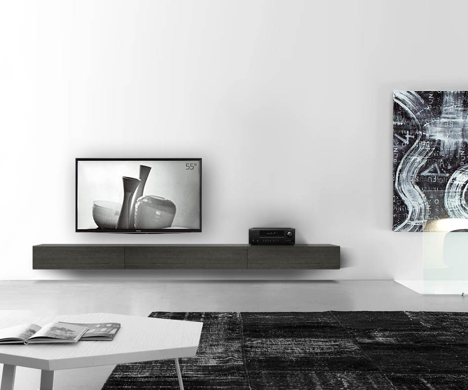 Livitalia Bois Design Lowboard Configurateur mural 300 cm 24 cm 46 cm Chêne gris Livitalia Bois Design Lowboard Configurateur mural 300 cm 24 cm 46 cm Chêne gris