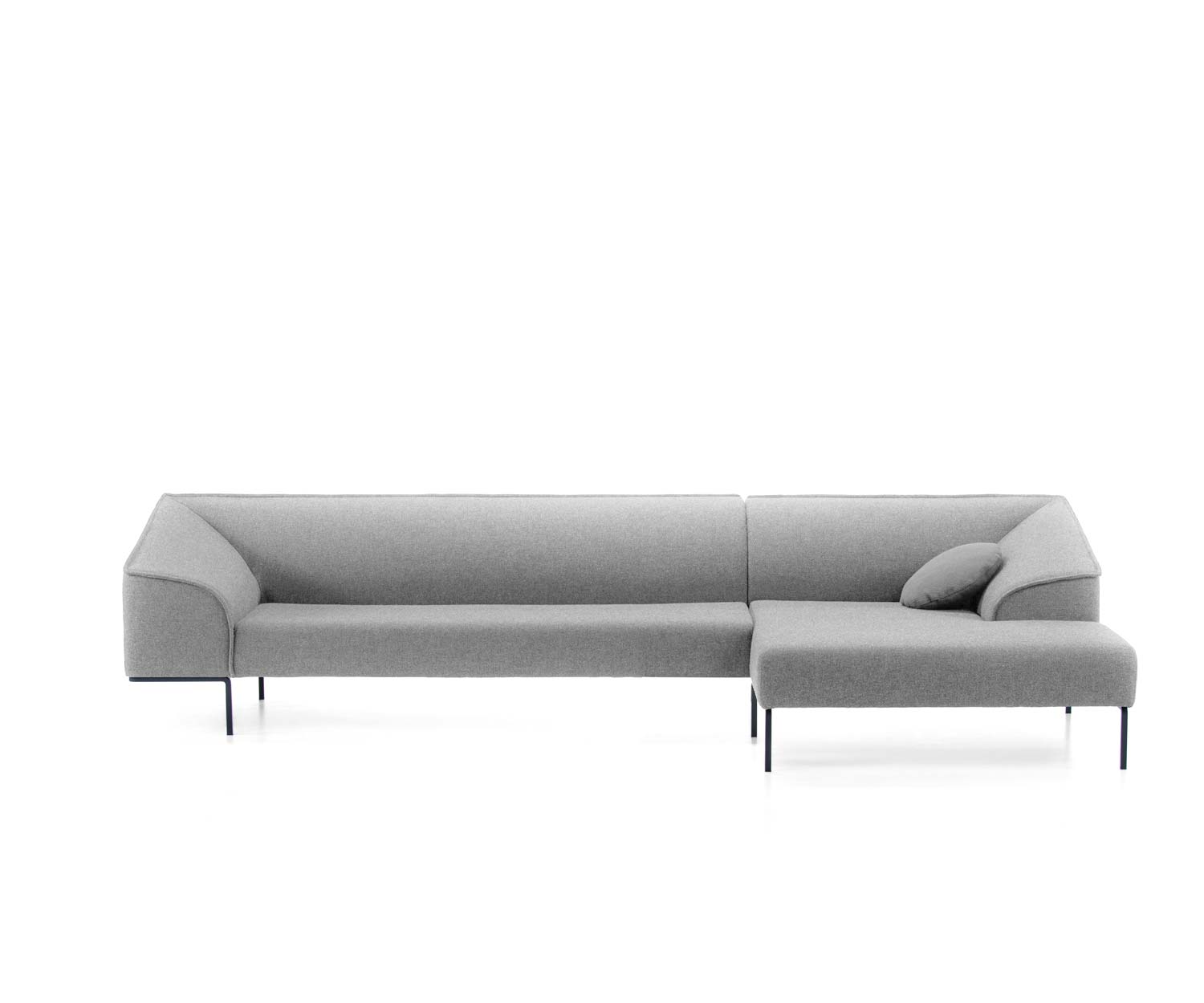 Prostoria Seam en gris clair comme canapé d'angle avec chaise longue à droite