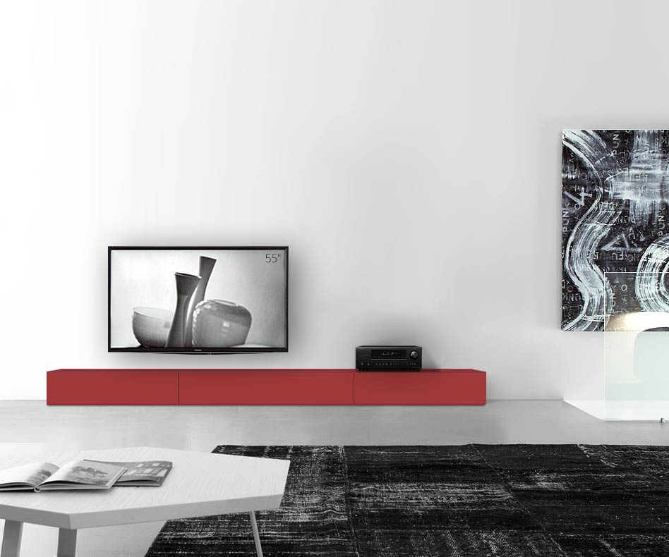 /Design Lowboard Fond L300 H27 rouge mat /Design Lowboard Fond L300 H27 rouge mat