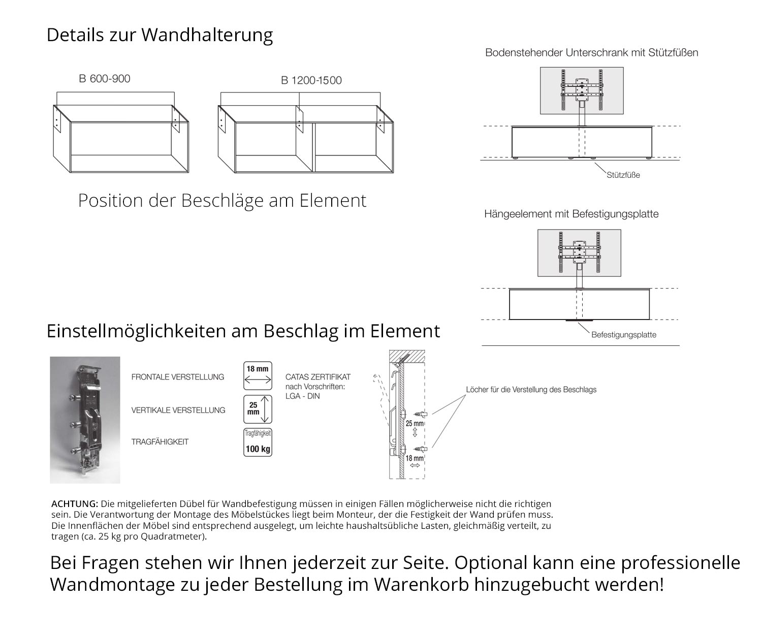 Livitalia Vesa Design Lowboard Configurateur Support mural Instructions de montage Livitalia Vesa Design Lowboard Configurateur Support mural Instructions de montage