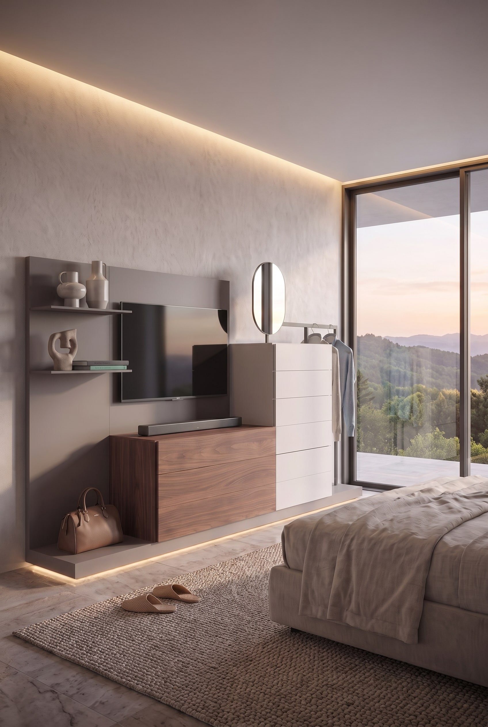 Schlafzimmer TV-Wand im modernen italienischen Design