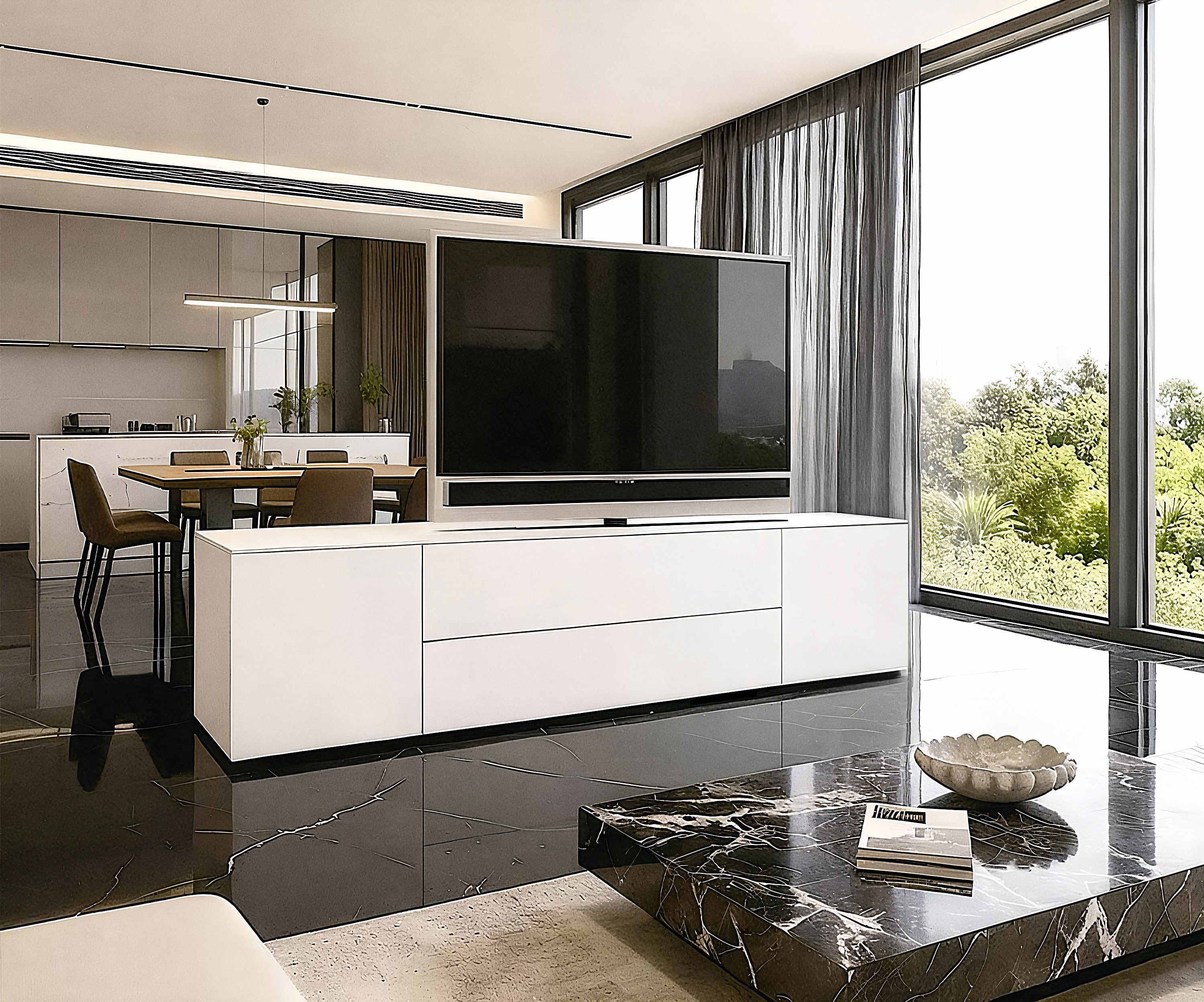 Livitalia Roto Sideboard Raumteiler mit drehbarem TV Paneel Livitalia Roto Sideboard Raumteiler mit drehbarem TV Paneel