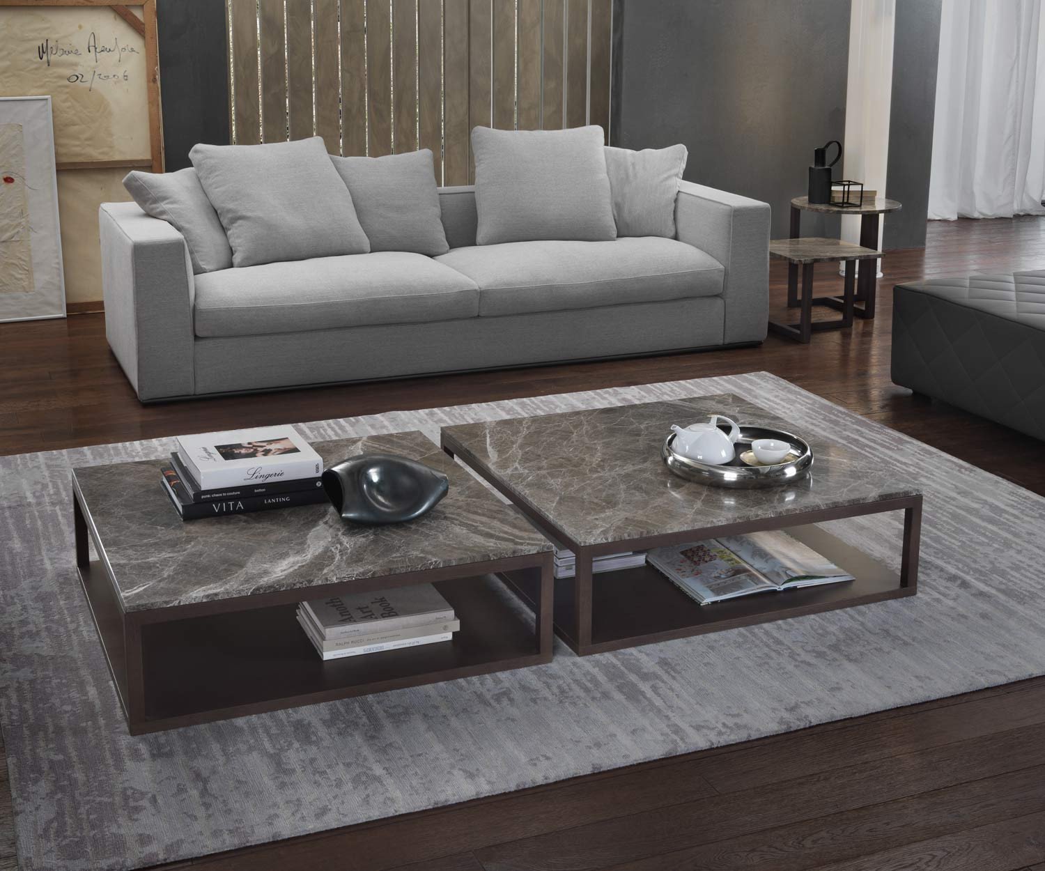 Marron Marelli Table basse design Stone en Perfetto Mamor Marron Marelli Table basse design Stone en Perfetto Mamor