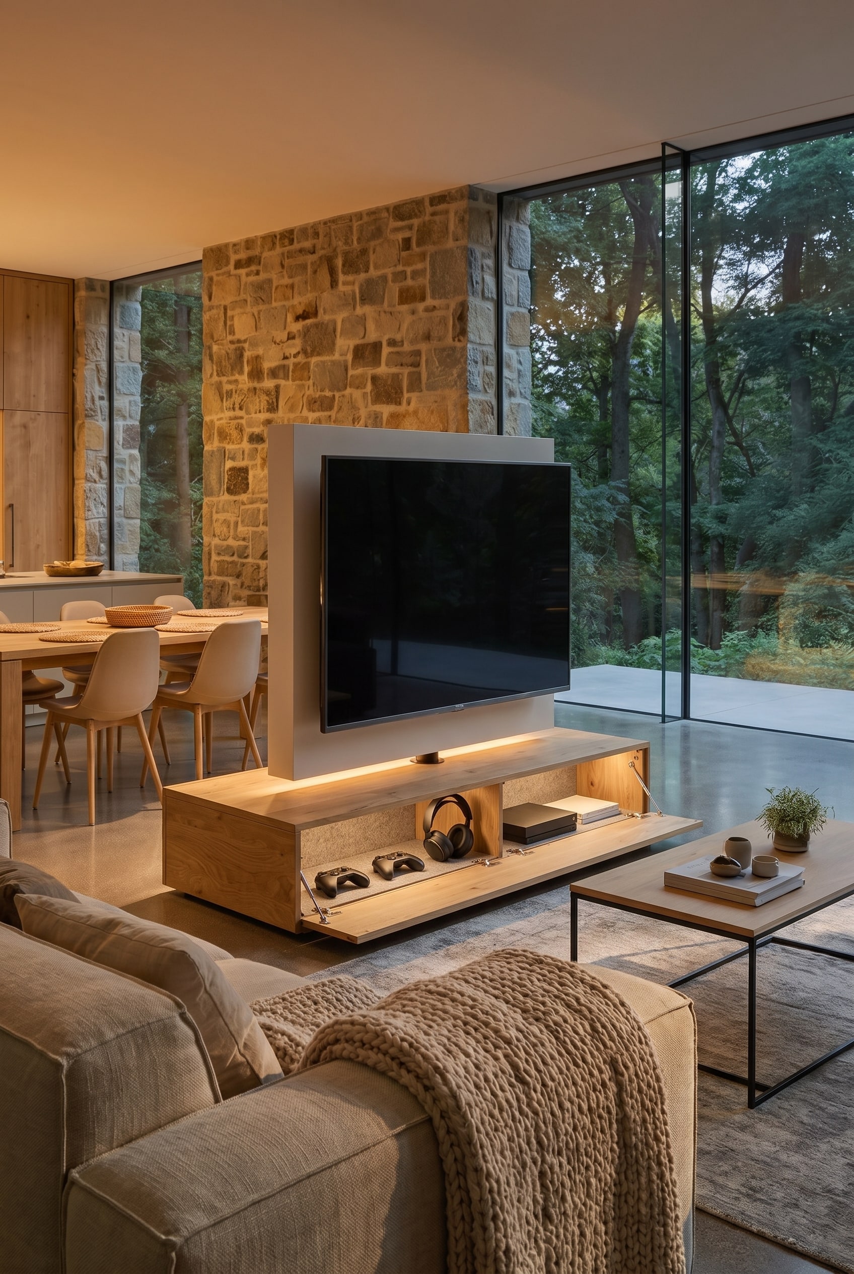 Wohnzimmer TV-Lowboard Raumteiler Wohnzimmer TV-Lowboard Raumteiler