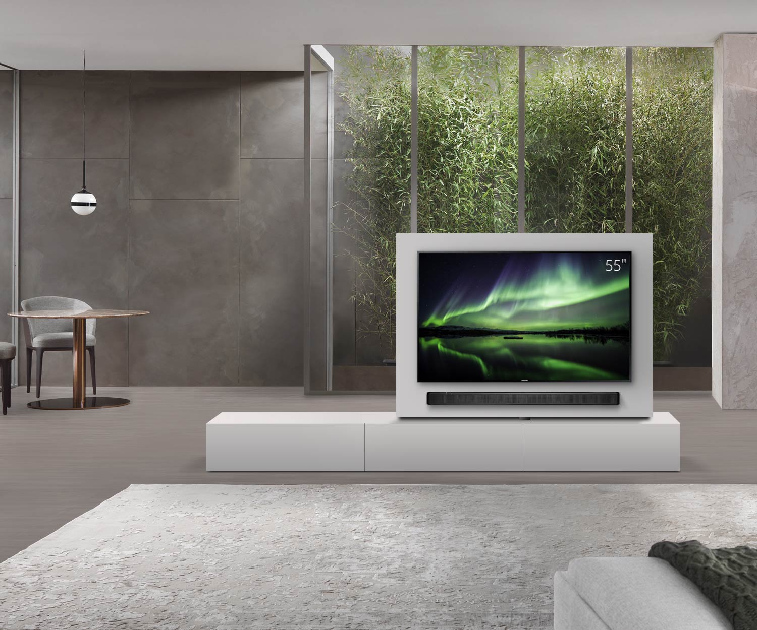 Livitalia Roto Design Lowboard Séparation de pièce avec panneau TV pivotant L180 65 H33 P47 ArticoM B90li oBox Livitalia Roto Design Lowboard Séparation de pièce avec panneau TV pivotant L180 65 H33 P47 ArticoM B90li oBox