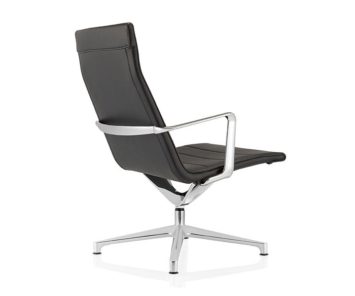 ICF Valea Designer Lounge chaise de bureau avec revêtement en cuir noir ICF Valea Designer Lounge chaise de bureau avec revêtement en cuir noir