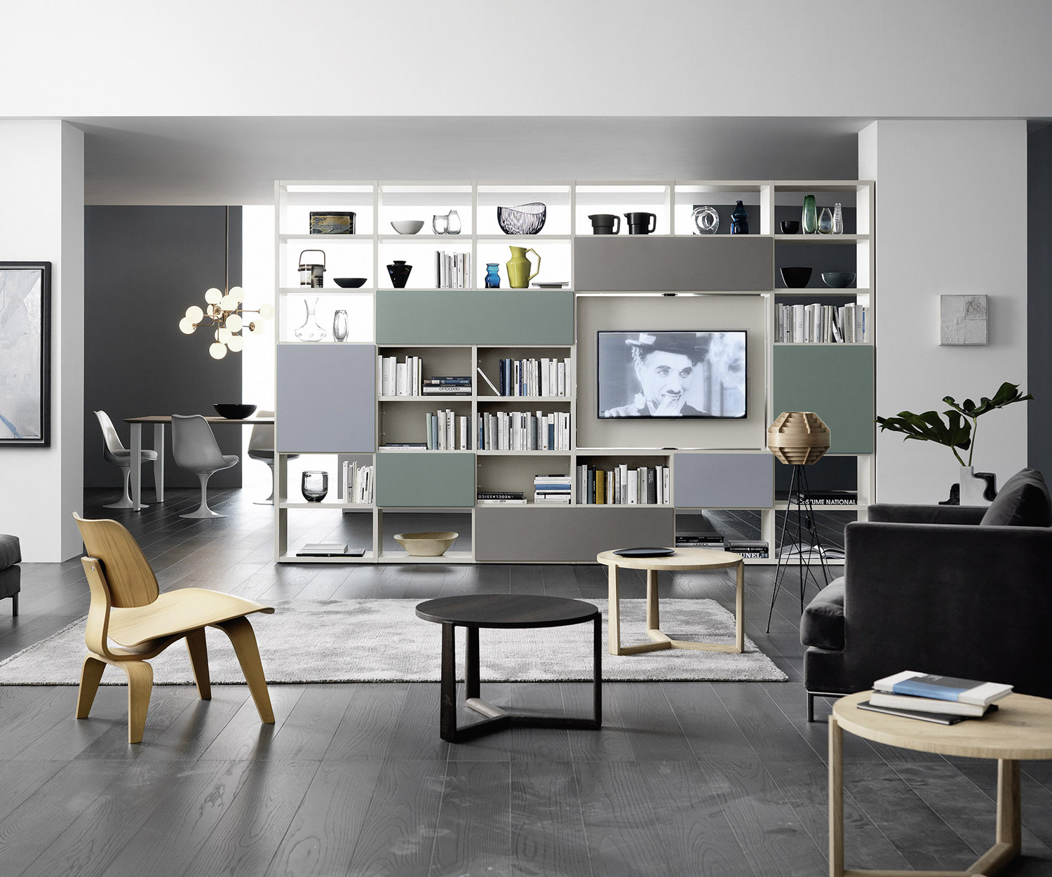 Exclusif Livitalia Bibliothèque Étagère avec panneau TV pivotant C90 Exclusif Livitalia Bibliothèque Étagère avec panneau TV pivotant C90