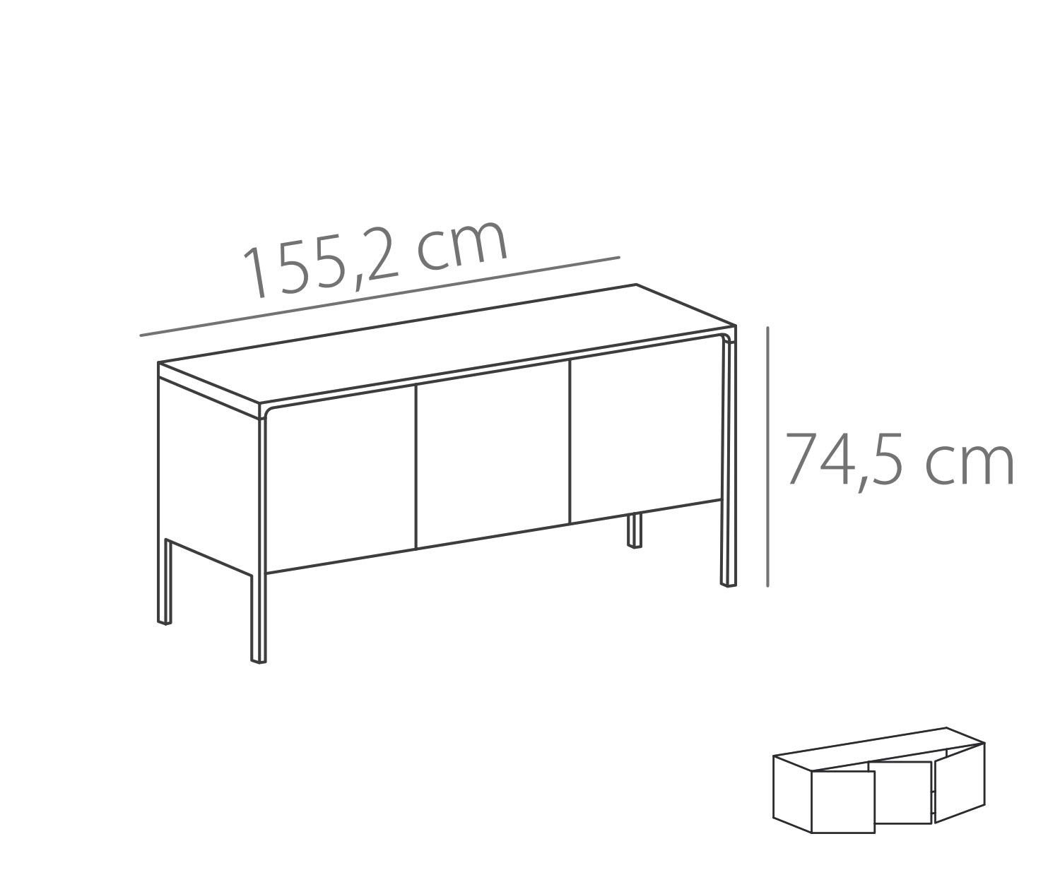 Punt Buffet Tactile Tactile chêne blanc Tactile L 155 3 portes Esquisse Punt Buffet Tactile Tactile chêne blanc Tactile L 155 3 portes Esquisse
