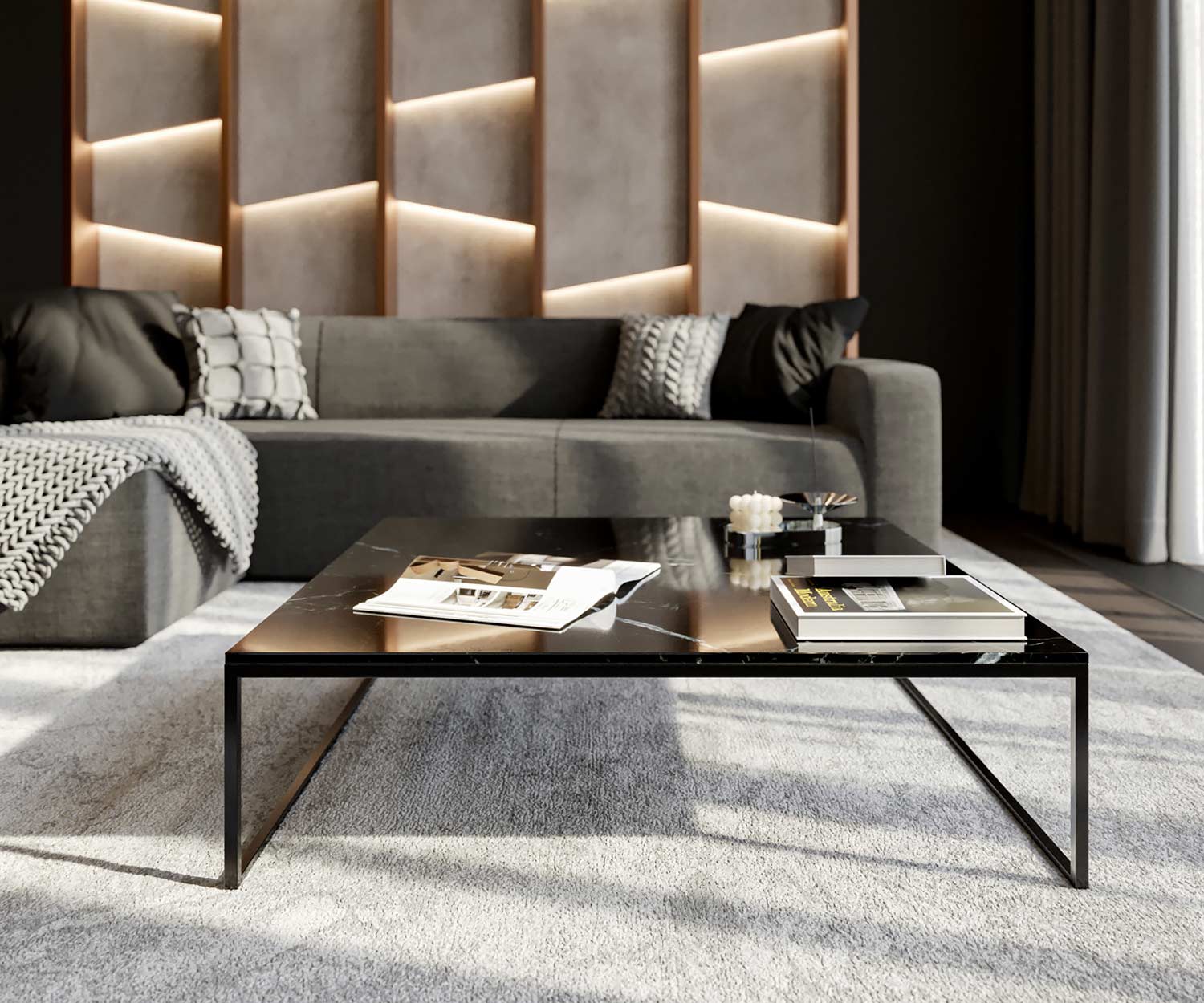 Moderne Table basse en marbre Design Black Moderne Table basse en marbre Design Black