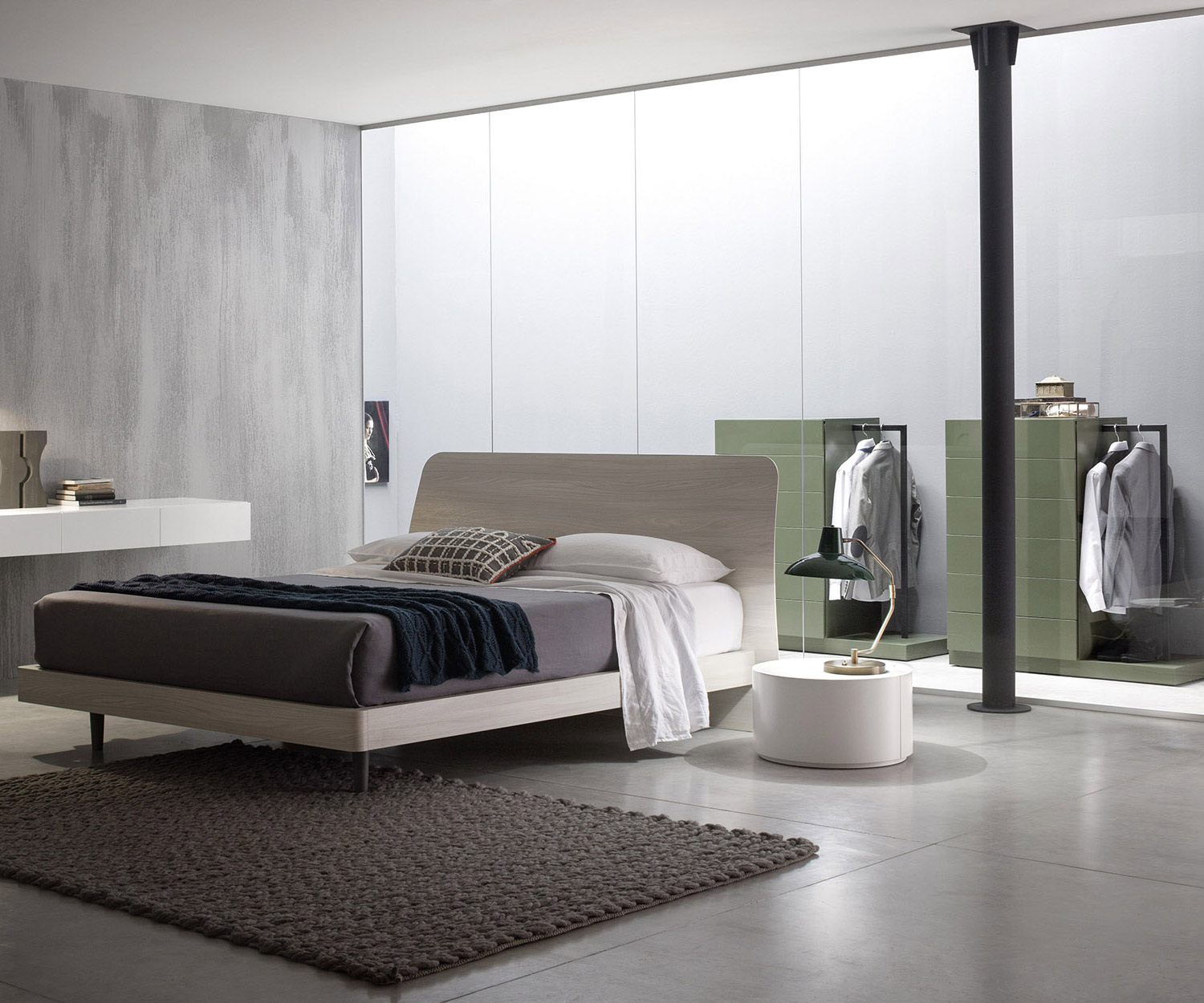 Novamobili Commode haute Easy 6 avec penderie vert forêt mat et lit Sheet Novamobili Commode haute Easy 6 avec penderie vert forêt mat et lit Sheet