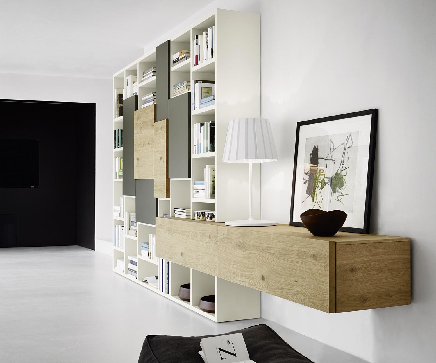 Livitalia Bibliothèque de haute qualité C53 avec étagère suspendue Livitalia Bibliothèque de haute qualité C53 avec étagère suspendue