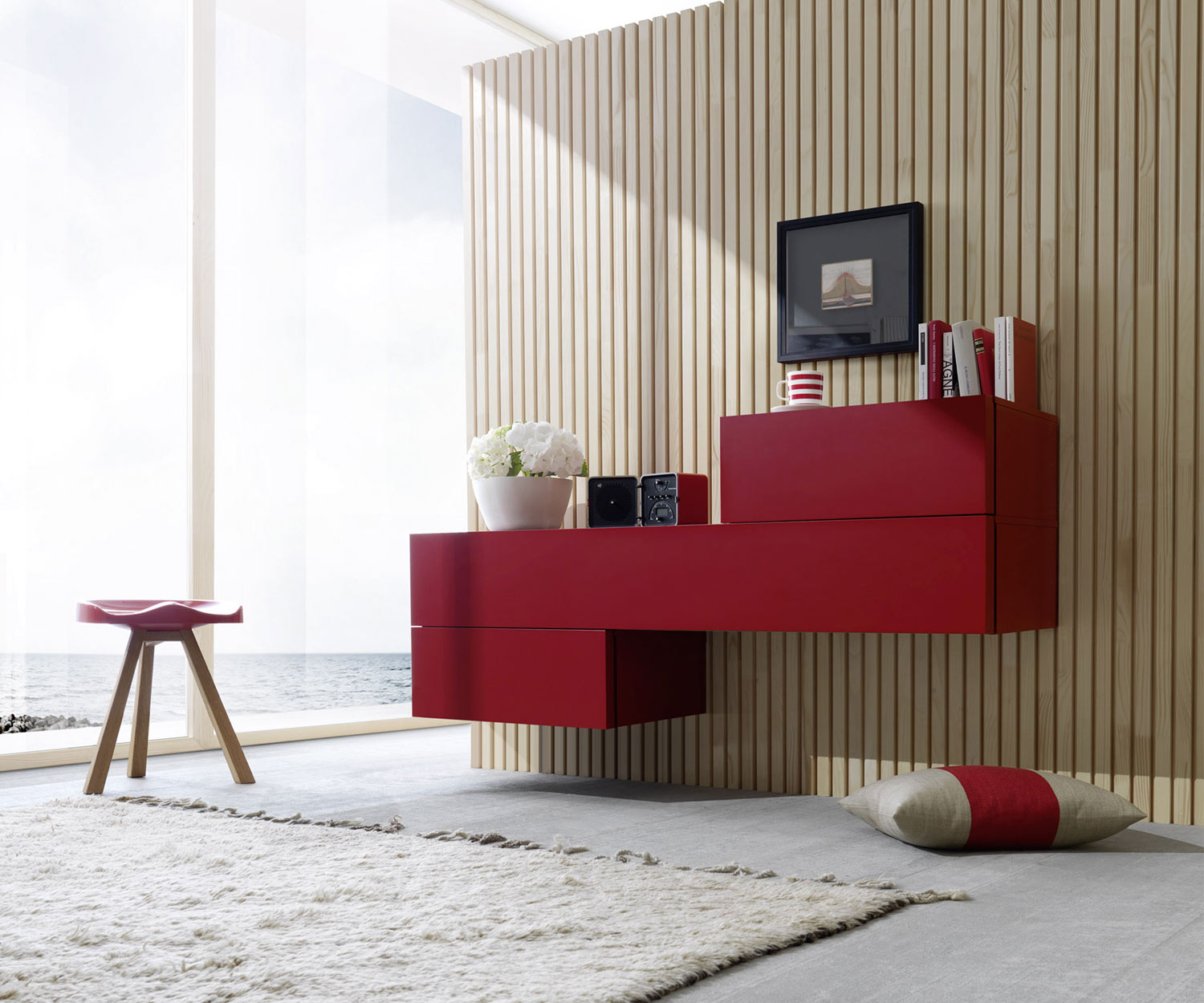 Exclusif Livitalia Commode murale design Valeo en rouge Exclusif Livitalia Commode murale design Valeo en rouge