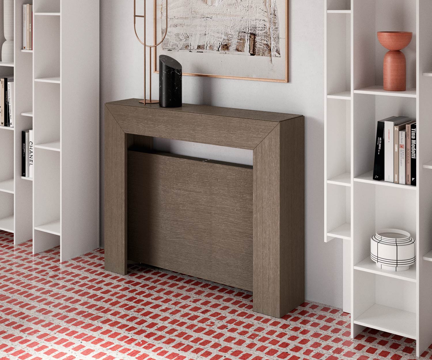 Mini console extensible en grande table à manger Mini console extensible en grande table à manger