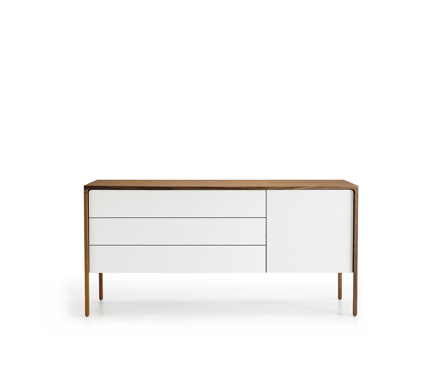 Punt Buffet Tactile Tactile Noyer Blanc Tactile L 155 3 tiroirs + 1 porte Punt Buffet Tactile Tactile Noyer Blanc Tactile L 155 3 tiroirs + 1 porte