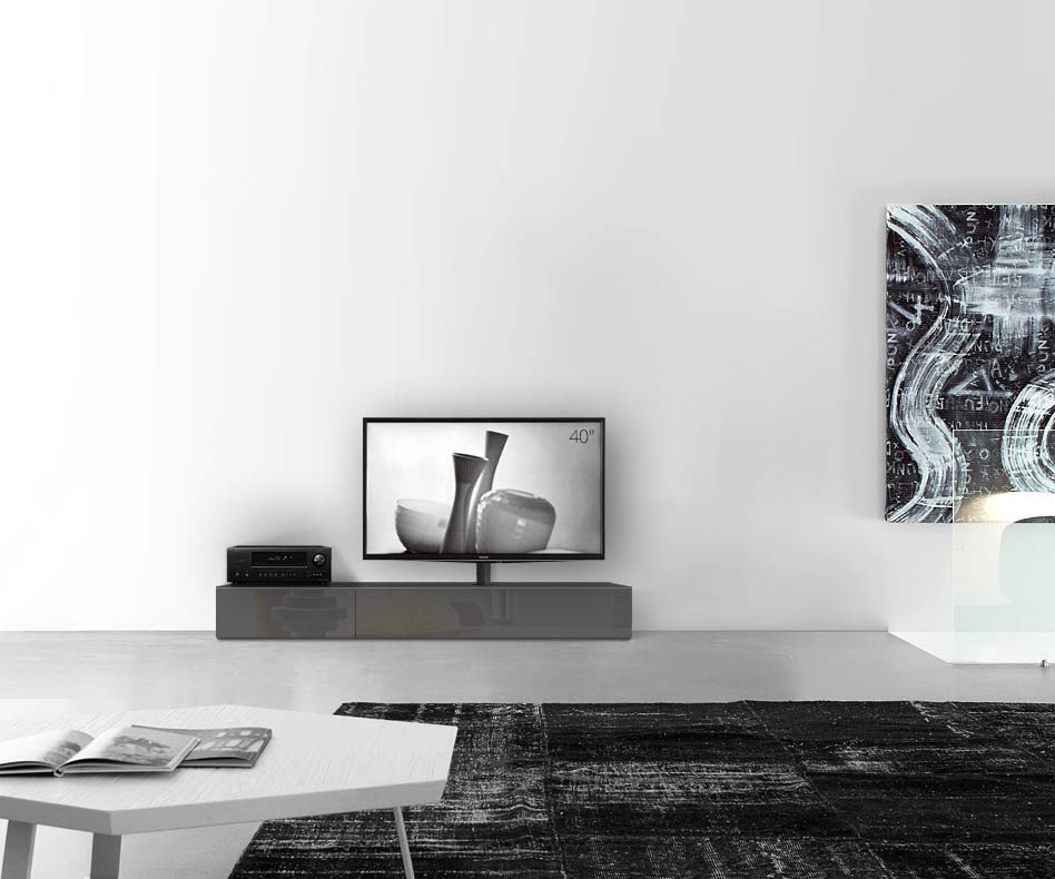 Table basse design Configurateur avec support TV au sol Largeur 180 25,5 54,6 droite gris foncé brillant Table basse design Configurateur avec support TV au sol Largeur 180 25,5 54,6 droite gris foncé brillant