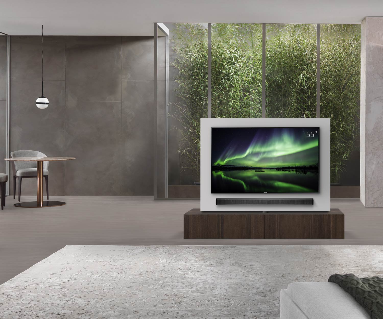 Livitalia Roto Design Lowboard Séparation de pièce avec panneau TV pivotant L180 65 H33 P47 EiBr sans oBox