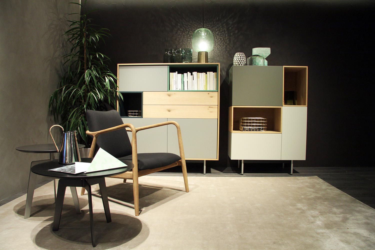 Highboard design bois gris
